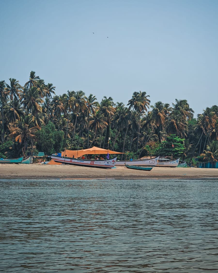 Fishing boats on a beach in Goa
