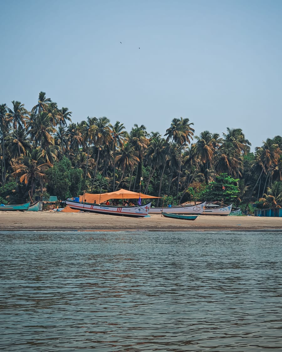 Fishing boats on a beach in Goa